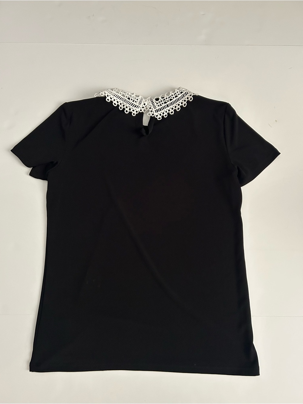 Karl Lagerfeld Paris Crochet Collar Black Blouse | Size XS - Picture 3 of 4